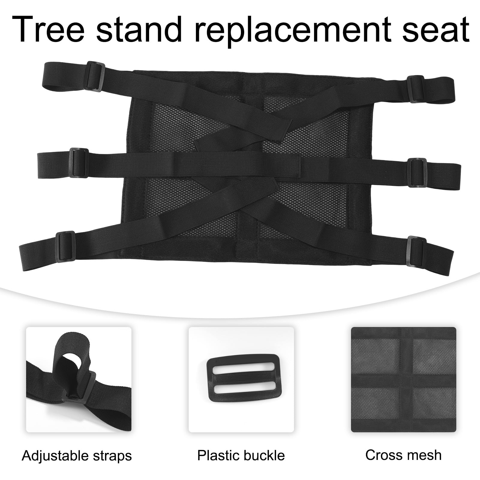 Lyreh Universal Asiento Soporte Árbol Reemplazo, 40x29cm Cojín Asiento Ajustable para Soporte Árbol Soportes Lock-On Accesorios Caza Puestos Elevados para Escaleras Trepar