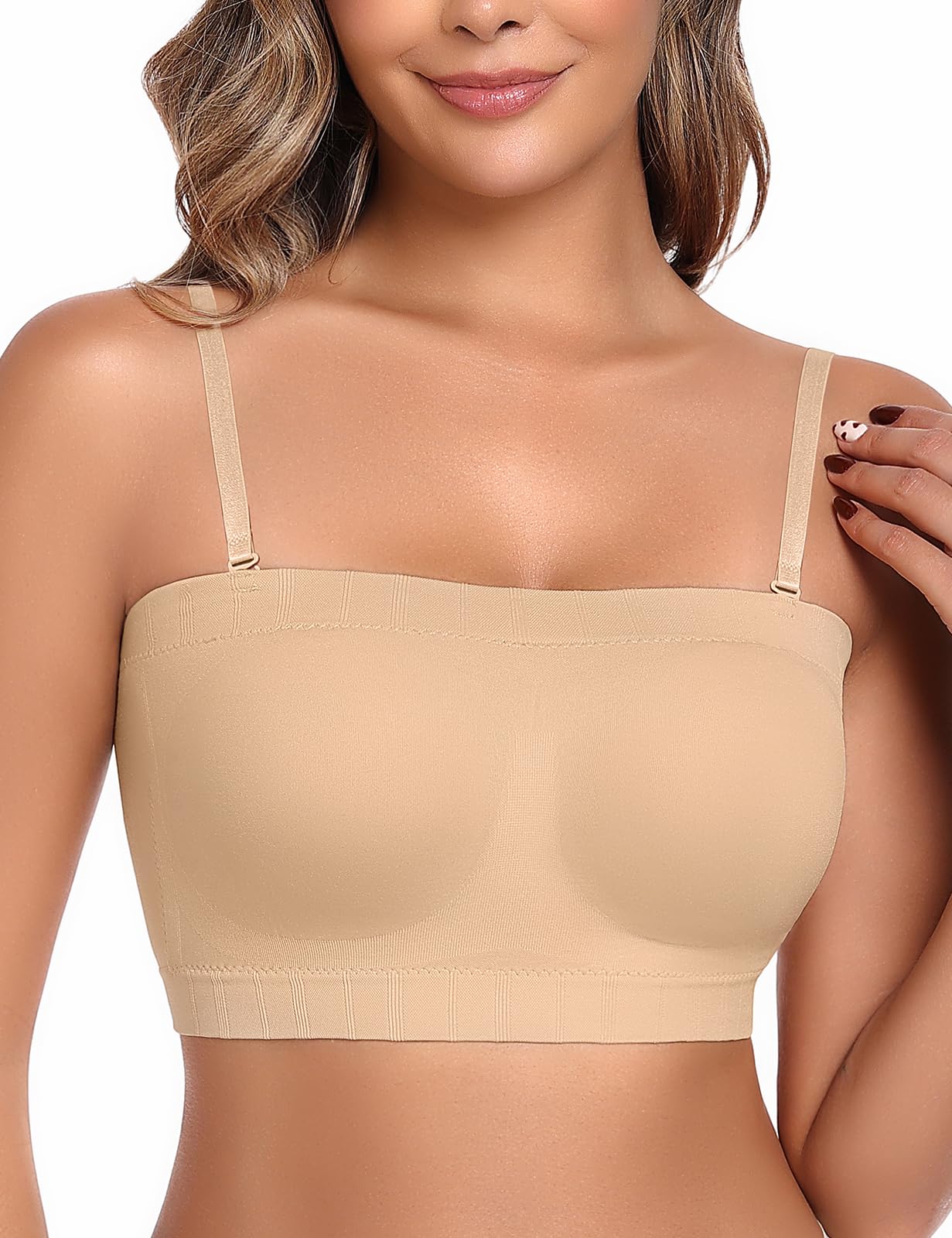 UMIPUBO Soutien Gorge sans Bretelles Bandeau Femme sans Armature Soutien-Gorge Poitrine Amovible Strapless Bra Brassiere Brassière Soutif Transparentes Rembourrage Comfit Élastique Tube Top