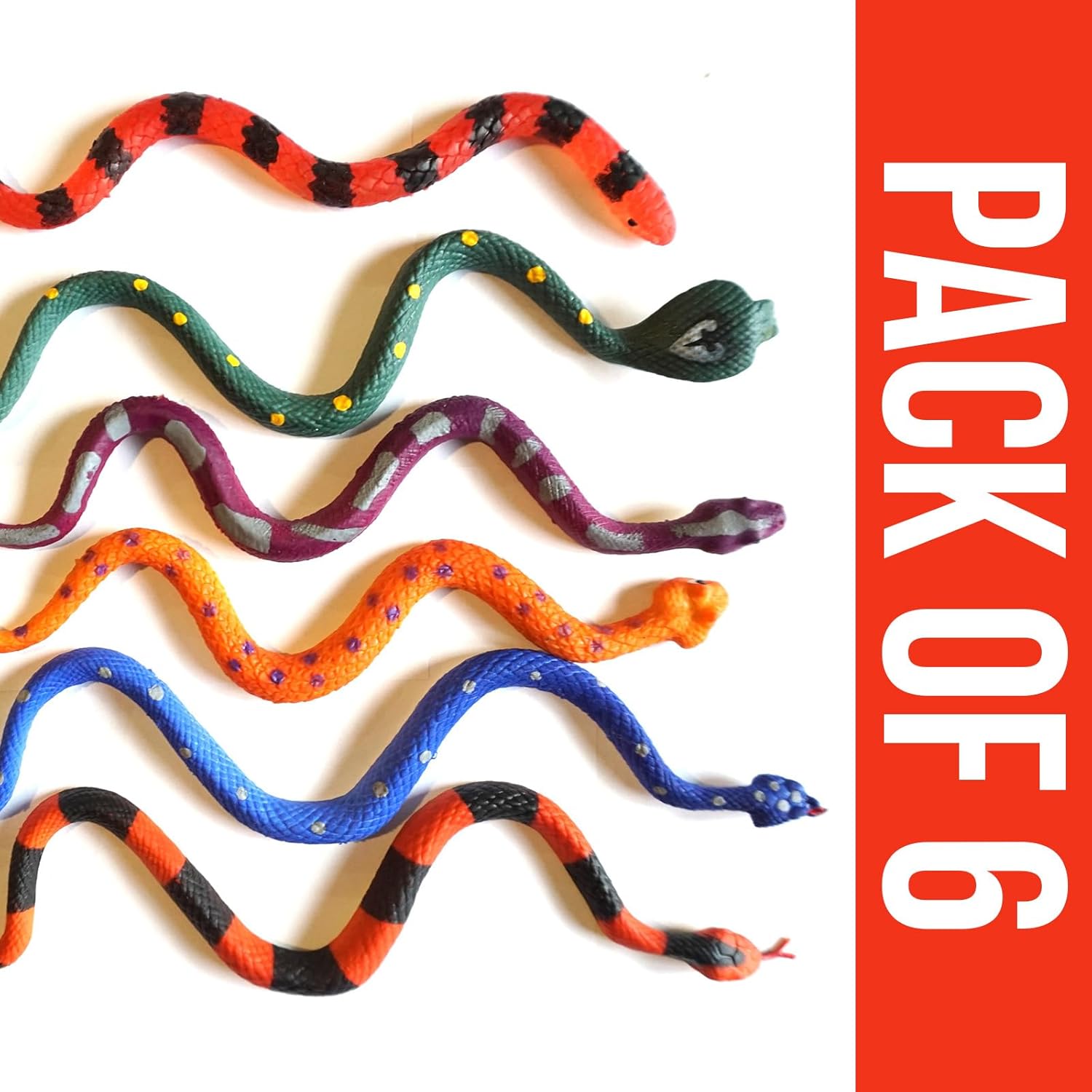 Color Changing Snake Toys – 6 Pack Stretchy Reptile Fidgets for Kids – Sensory Water Creatures for Bath, Pool, Party Favors, Easter Basket, Classroom Prizes – Heat Reactive Slithering Animals