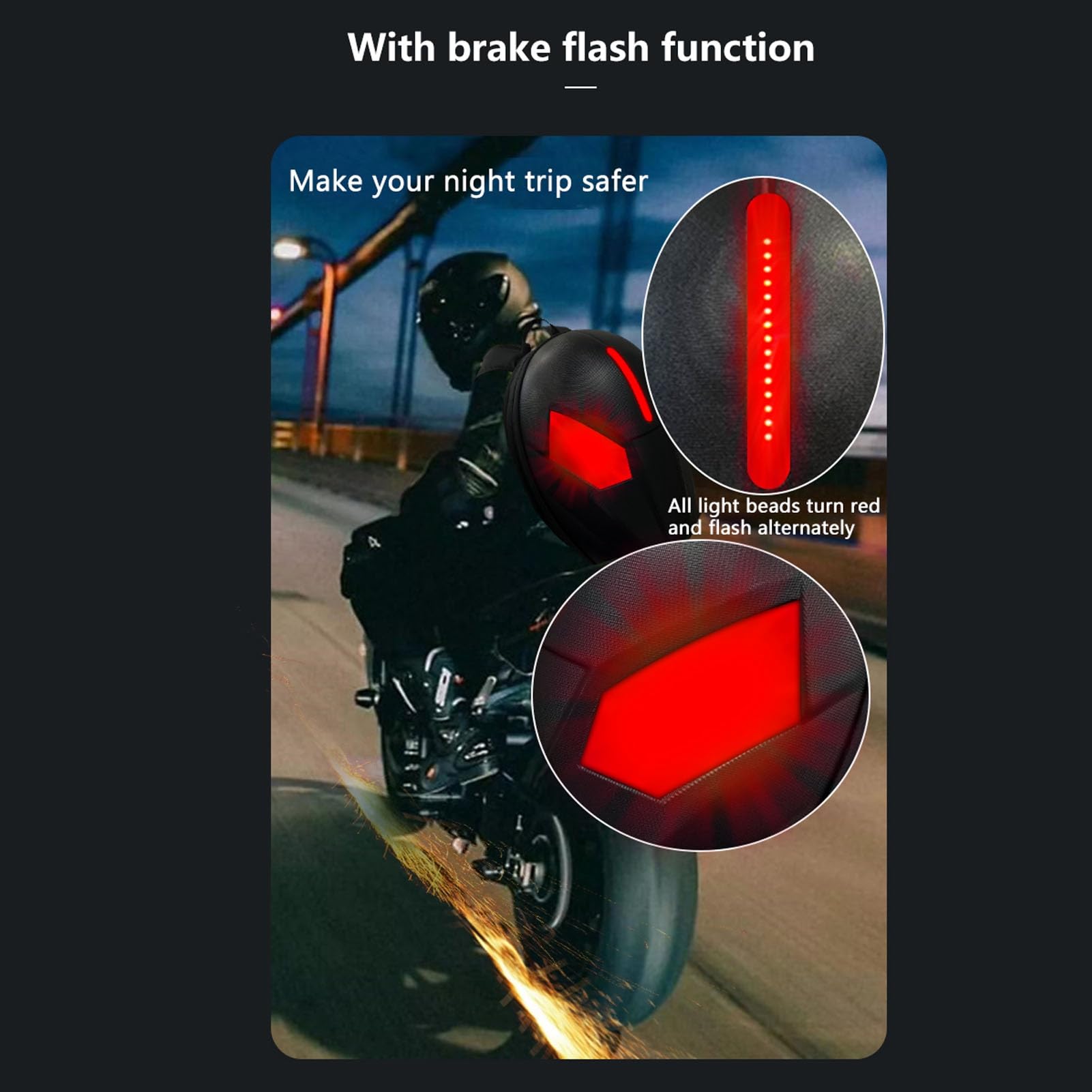 SEAFRONT Sac à Dos LED avec Affichage Programmable, ABS, étui Rigide 3D étanche, Sacs de Casque pour Ordinateur Portable, Accessoires de Moto