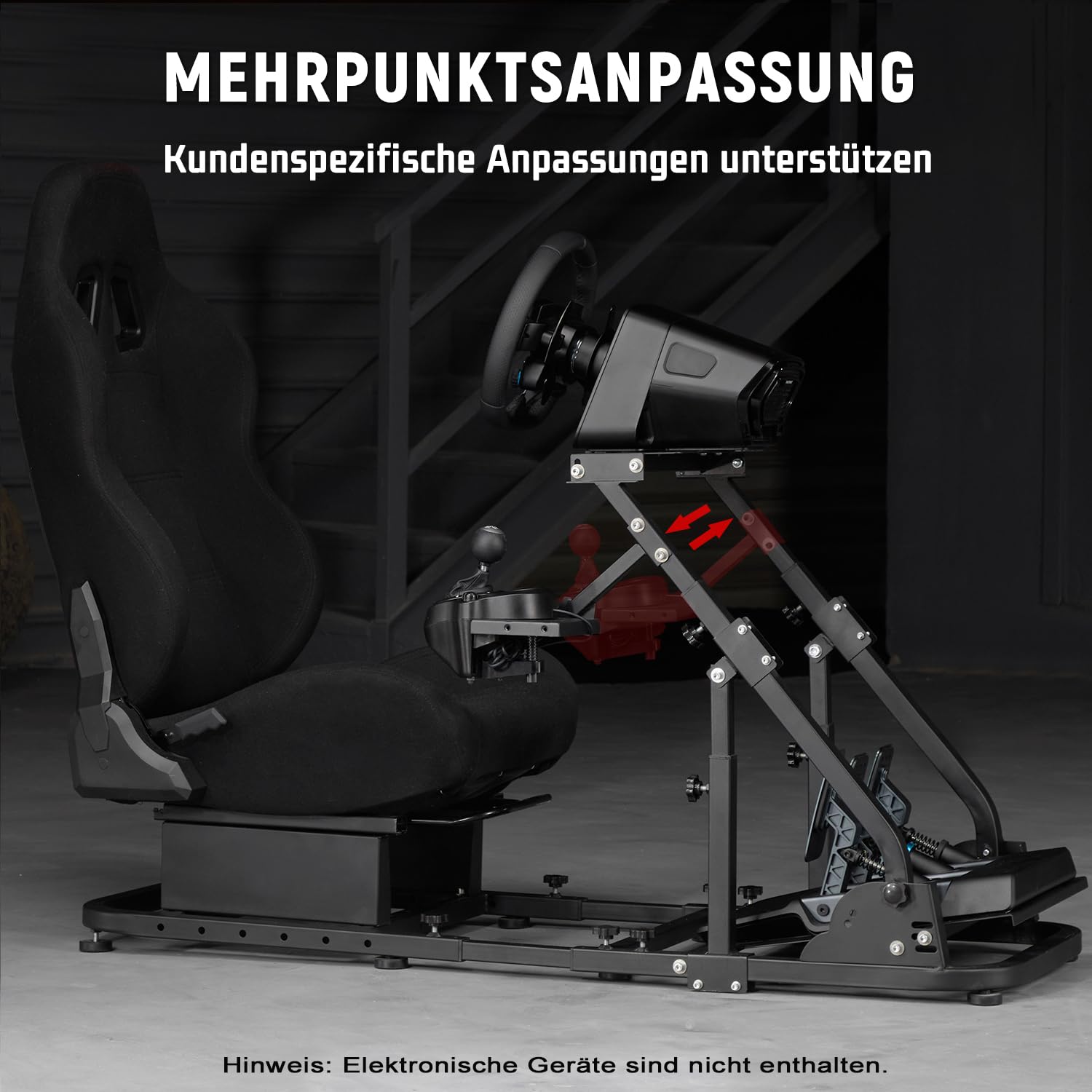 Dardoo Stabileres Rennsimulator-Cockpit mit Spielsitz Passend für Logitech G29 G920 G923,für Thrustmaster T150,für Fanatec, Lenkradständer mit Verstärkungsstangen, Lenkrad und Pedal nicht inbegriffen