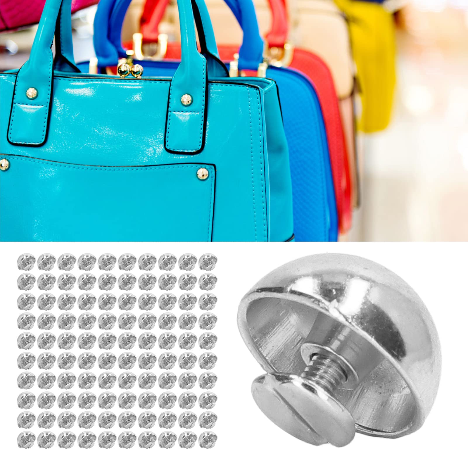 100 Stücke Rundkopfnieten, 15 MM Doppelkappennieten Aus Galvanisiertem Legierungsmaterial, Geeignet Zum Heimwerken, Dekorieren Von Punk Kleidung, Schuhen, Taschen, Haustierhalsbändern(Silber)