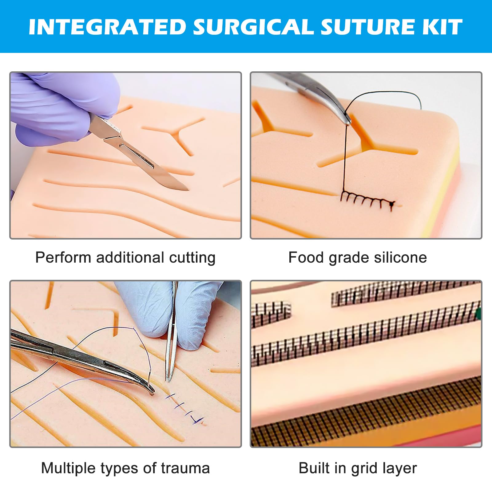 Suture Training Aids Kit: Suture Practice Kit, Complet De Pratique De Sutures, Kits De Sutures Tout Compris Pour Le Développement Et Le Perfectionnement Des Techniques De Suturen