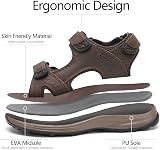 FLARUT Hommes Sandales d'été Chaussures de randonnée Trekking Outdoor Sport Cuir Plage Orteils Ouverts Sportives Décontractées(Marron Clair,43) - 3