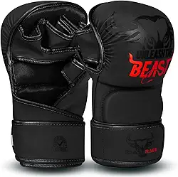 BEAST RAGE Luvas de MMA para homens e mulheres, suporte de pulso ajustável, luvas de artes marciais para luta em gaiolas de Muay Thai, combate Taekwondo, kickboxing, treinamento de boxe