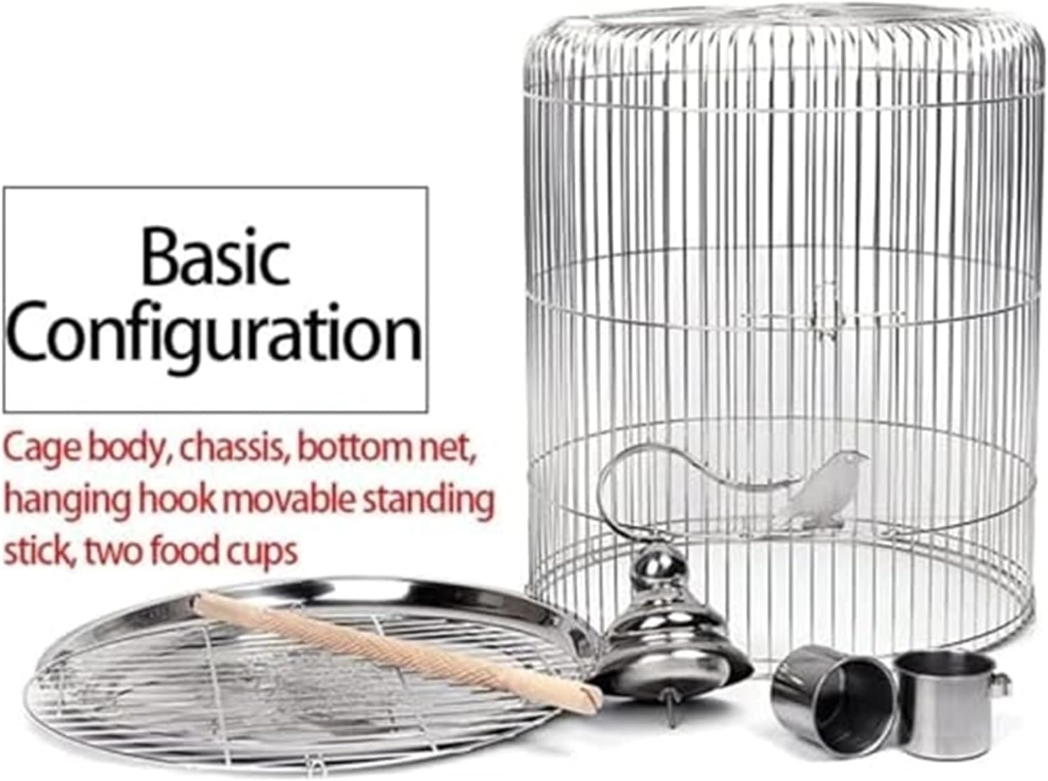 Birdcage Indoor Outdoor Bird Cage Metal Round Birdcages Large Hanging Carriers Parrot Flight for Travel Home for Birds(31 * 55cm)