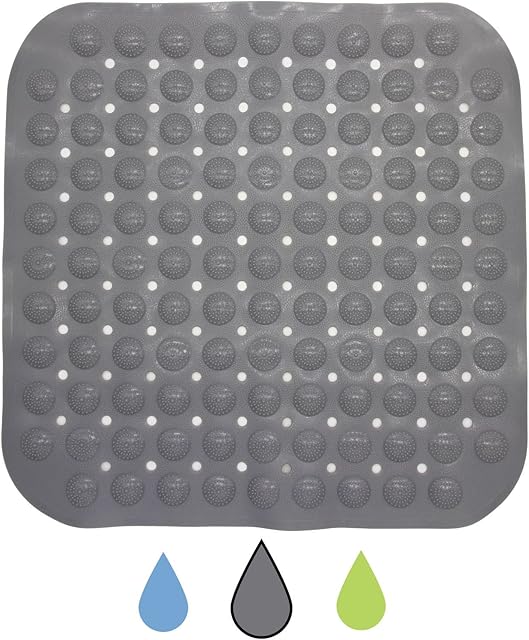 Cresitch Bath Mat, Shower Mat Non Slip, Bathtub Mats With Suction Cups, Non Slip Shower Mats For Inside Shower, Bath Mats For Bathroom Non Slip (Grey,47x47 cm/18.5x18.5in)