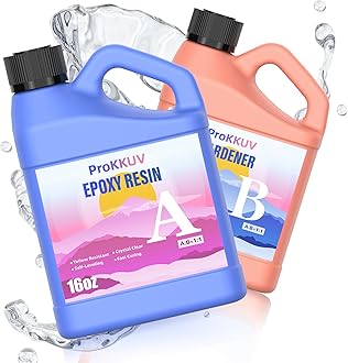 ProKKUV Epoxy Resin Kit, 32OZ Crystal Clear Resin Epoxy, Bubble Free, No Yellowing, UV Resistant, Food Safe, Easy Mix 1:1 for DIY Crafts Resin Jewelry Making(16OZ x 2)
