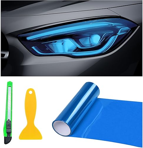 Vista 27 de Película de tinte para automóvil de 12 y 48 pulgadas, faros delanteros brillantes de camaleón, luces traseras antiniebla con apretar y cortar, rollo