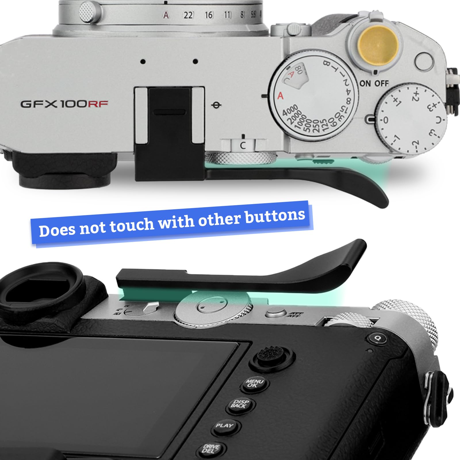 Haoge Uchwyt kciuka do aparatu Fujifilm GFX100RF akcesoria cyfrowe gorąca stopka metalowa podpórka kciuk podpórka uchwyt THB-GFXRFB czarny
