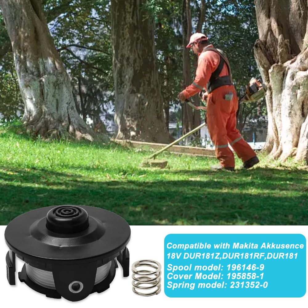 Bobines Fil Rechange Makita Kit 3 Bobines Fil Nylon Pour Tondeuse Makita 18V - Compatible DUR181Z/DUR181RF/DUR181 Couvercle Et Ressort Fil Tondeuse Dur181z