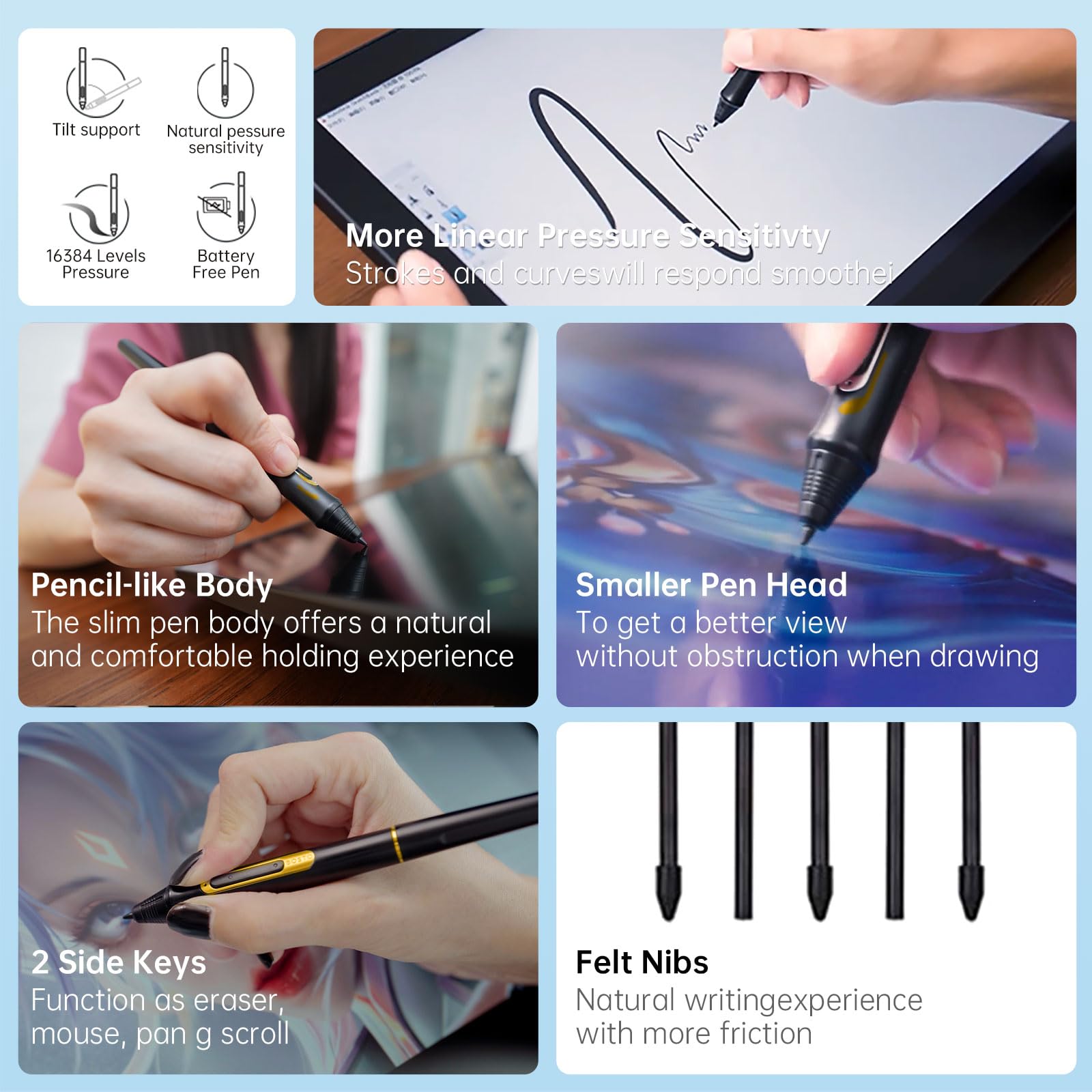 BOSTO BT-101A Penna Senza Batteria Tavoletta Grafica Portatile Tavoletta Grafica da 10,1 Pollici Display IPS Artistica Digitale Antiriflesso per Bambini di Design