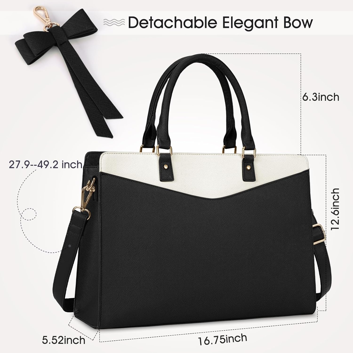 RAINSMORE Laptop Bag for Women 15.6 Inch PU Leather Laptop Tote Professional Business Office Work Bag Waterproof Briefcase Computer Tote Bag Large Lightweight Handbag Shoulder Bag