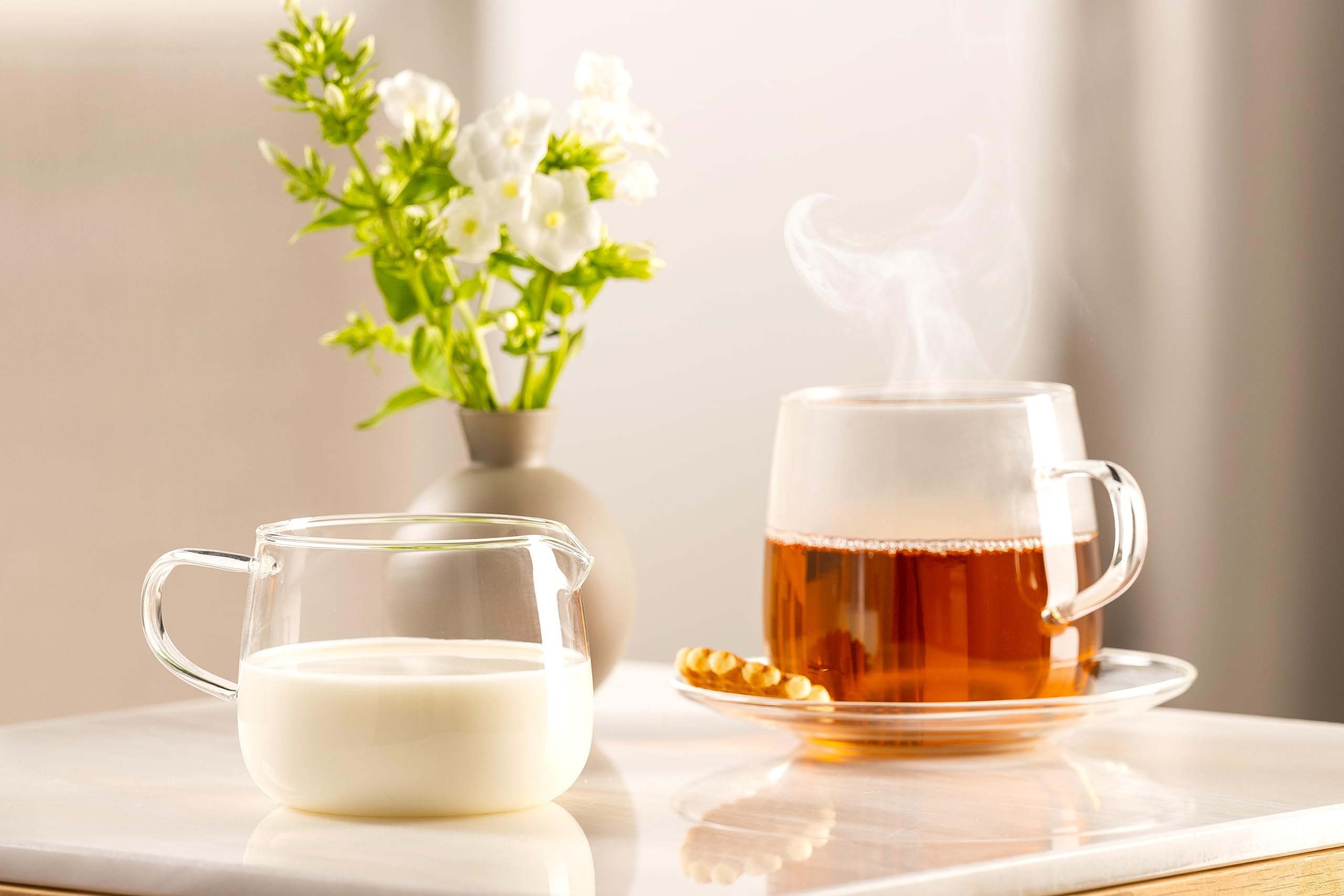 LEONARDO HOME Tè per Te zestaw 4 filiżanek do herbaty - duży kubek do herbaty z grubościennego szkła borokrzemowego - wyprodukowano ręcznie - pojemność 570 ml, można używać w kuchence mikrofalowej - 4