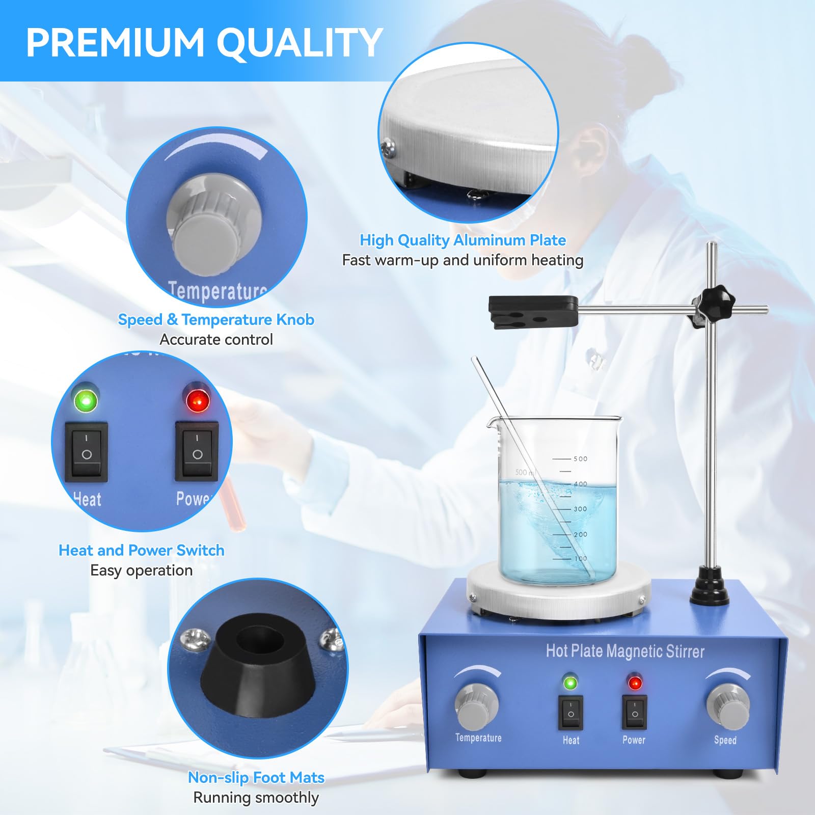 Magnetic Stirrer Hot Plate - Heat & Mix Up to 1000ml -7