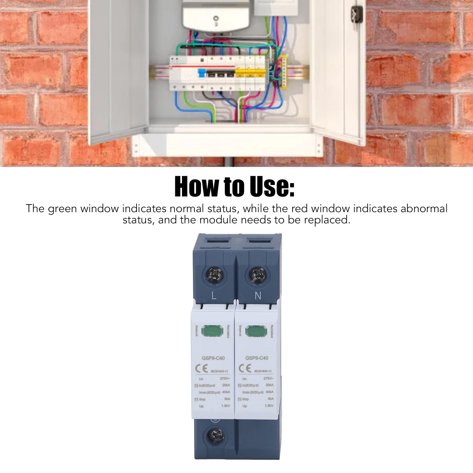 Scaricatore Di Sovratensione 2P 40KA - Protezione Fulmini Per Impianti Domestici