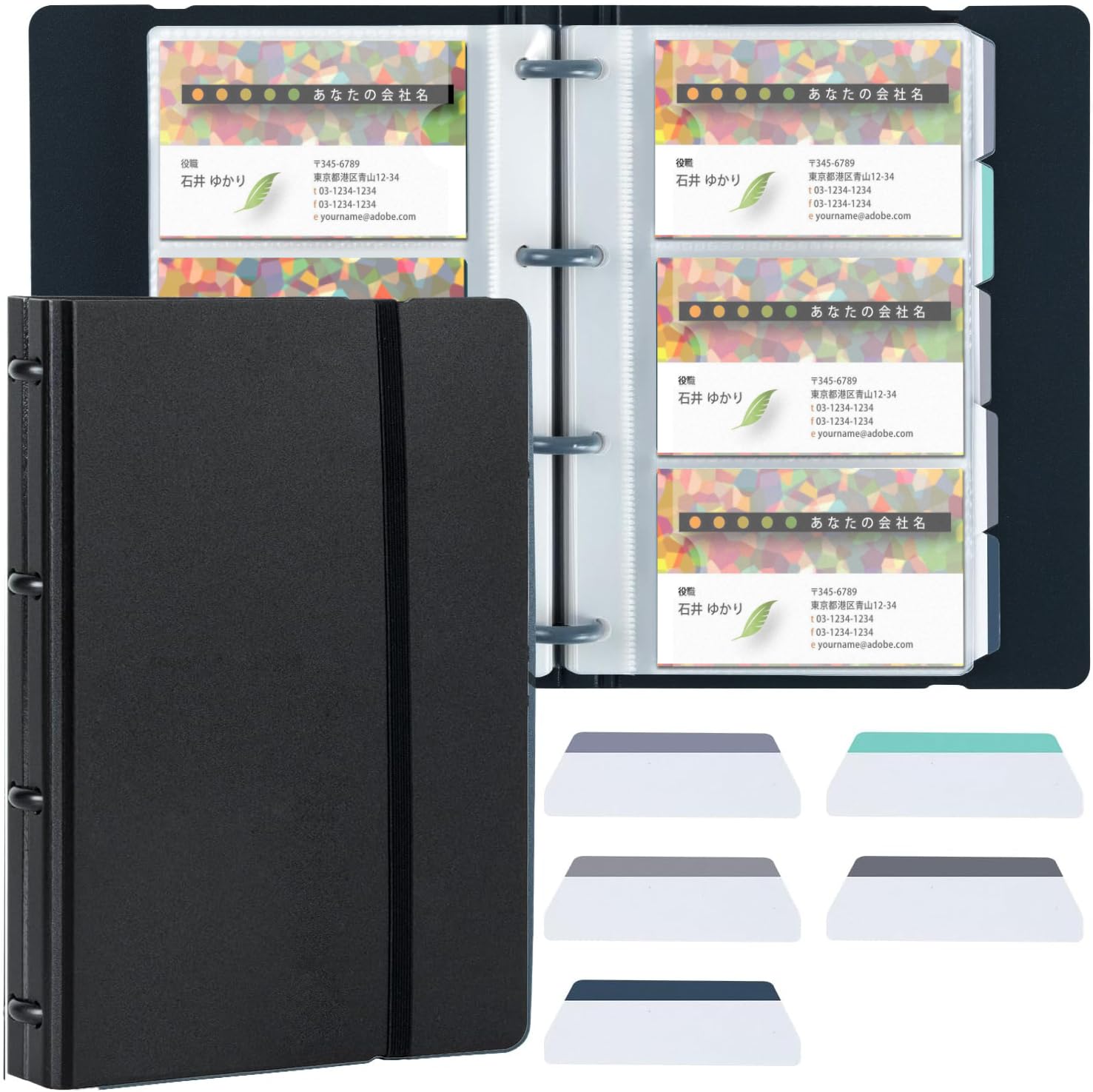 名刺ホルダー 180枚収容 ビジネス名刺整理 見やすい分類管理 シンプルおしゃれ 男女兼用 ブラック