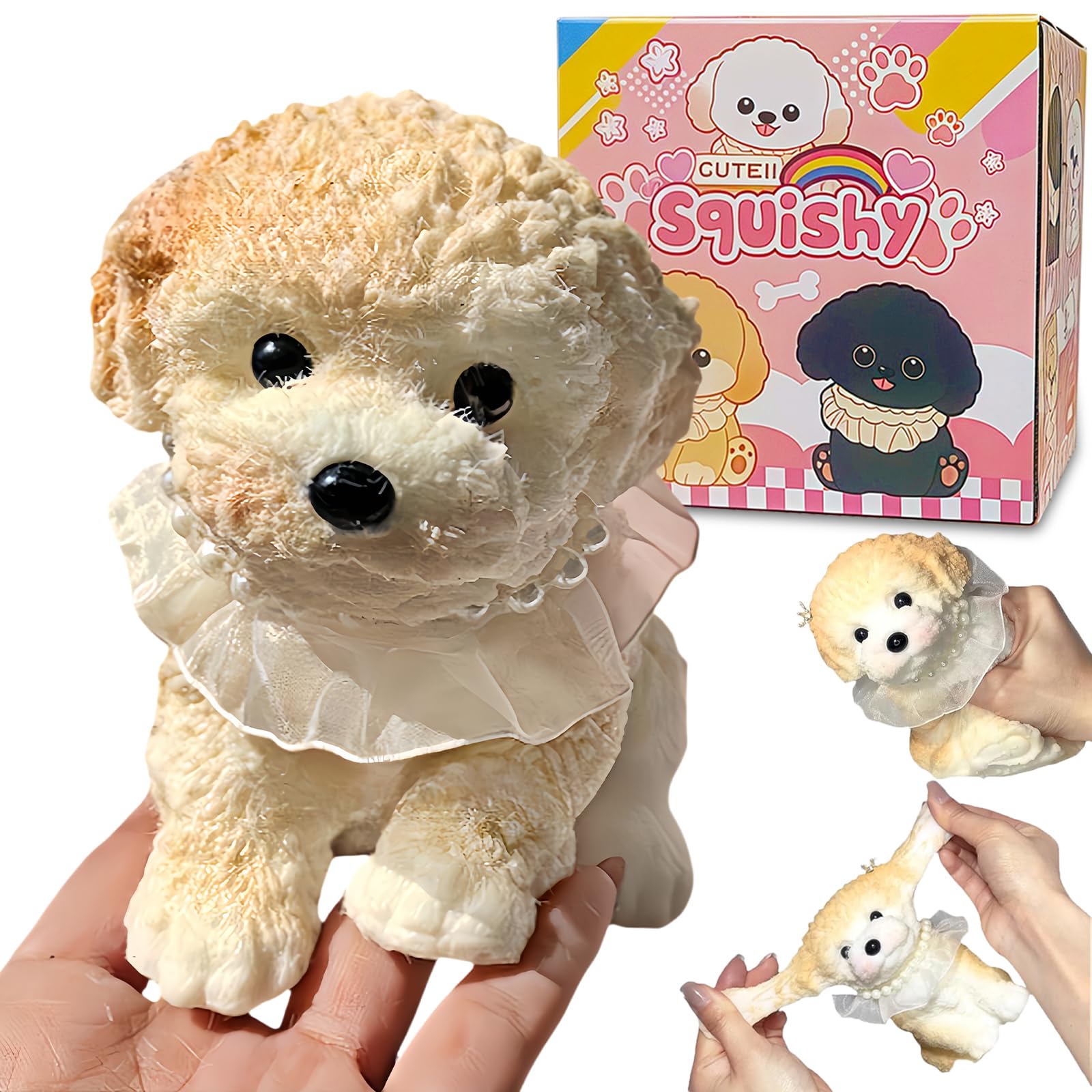 Photo 1 of Big Taba Squishy Dog, Handmade Squishy Dog Stress Relief Toy for Adult/Kids, Cute & Soft Teddy Dog Design, Perfect Squeeze Toys Gift for Relaxation and Fun(Cream Color)