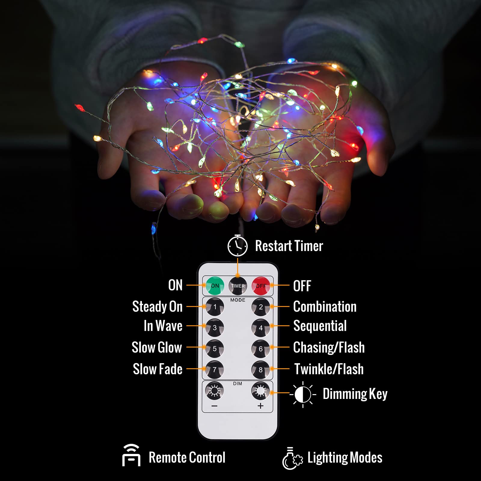 Fairy Lights Plug in 240 LED Dimmable Firecracker String Lights with