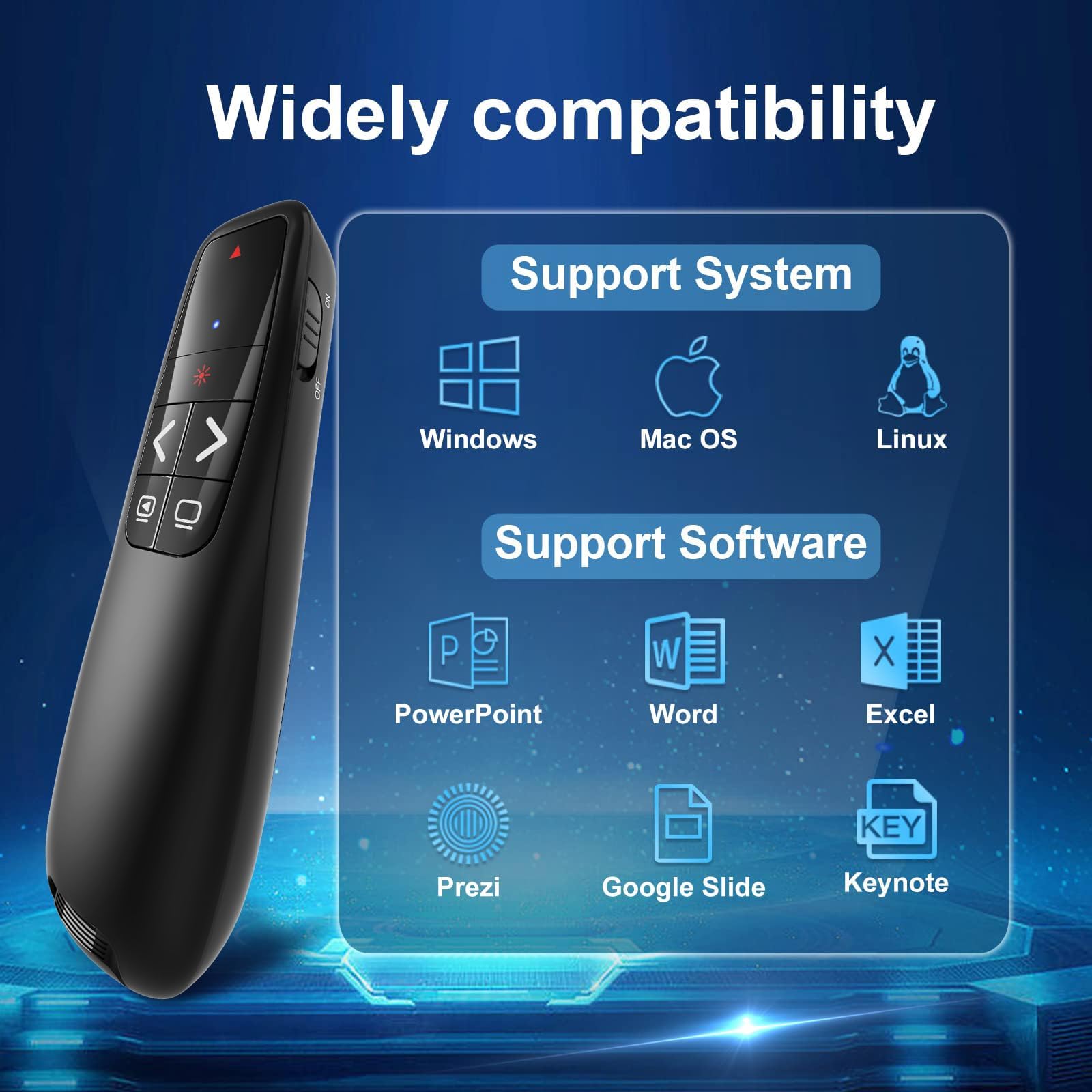 (4 unidades) Control remoto inalámbrico para presentaciones, clicker para laptop, puntero de presentaciones de PowerPoint, clic RF para control remoto de presentaciones, presentación de diapositivas
