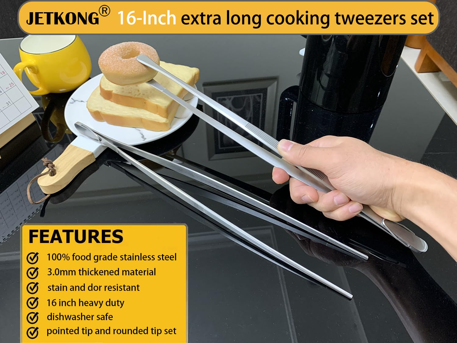 Pinza da Cucina Chef Curve zigrinate acciaio inox 150592 R 310, pinza da cucina