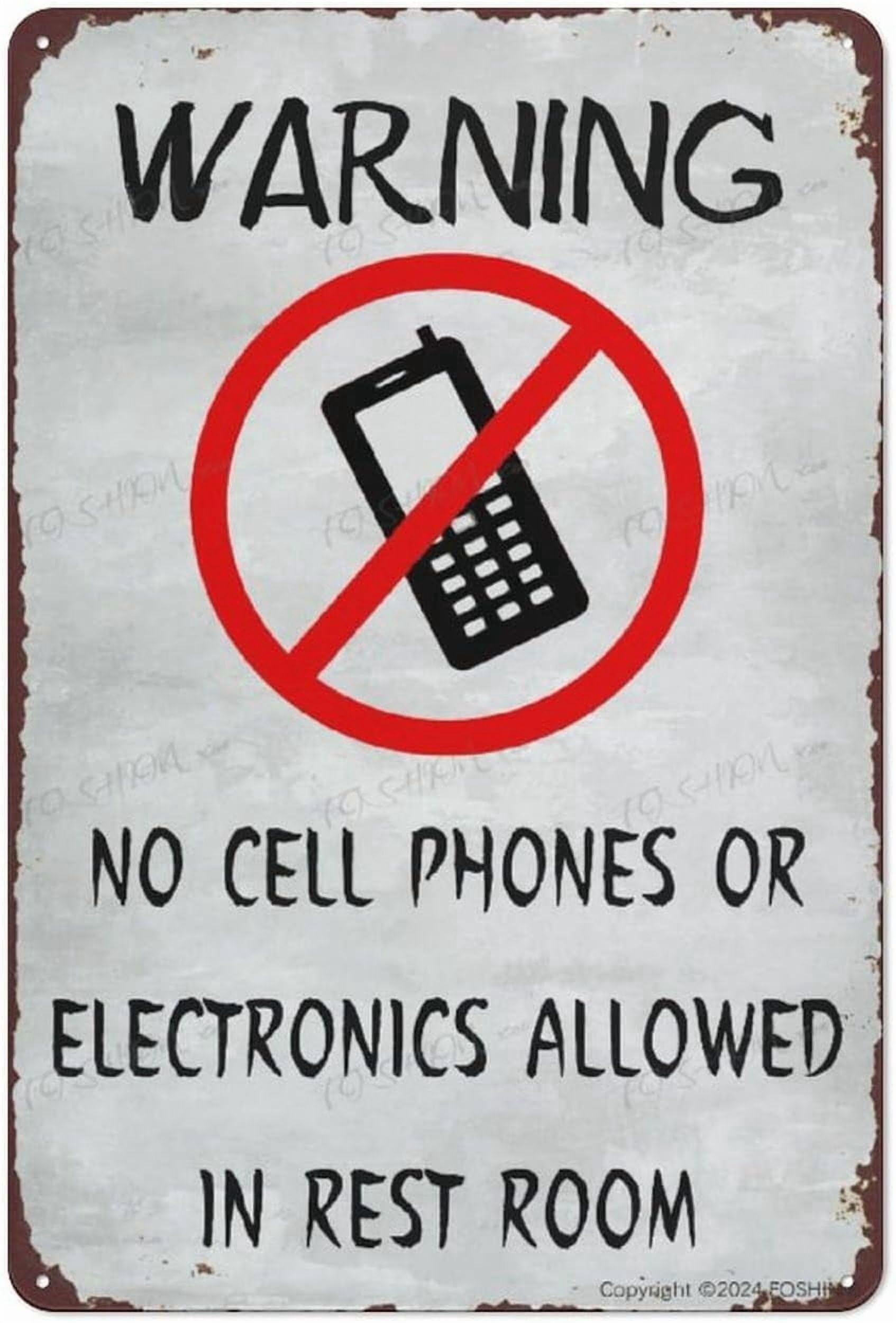 (2-Pack) Metal Tin Sign Sign Notice No Cell Phones Or Electronics Allowed In Restroom Sign Signs For Home Bedroom Wall Decor Gifts 8X12 Inch