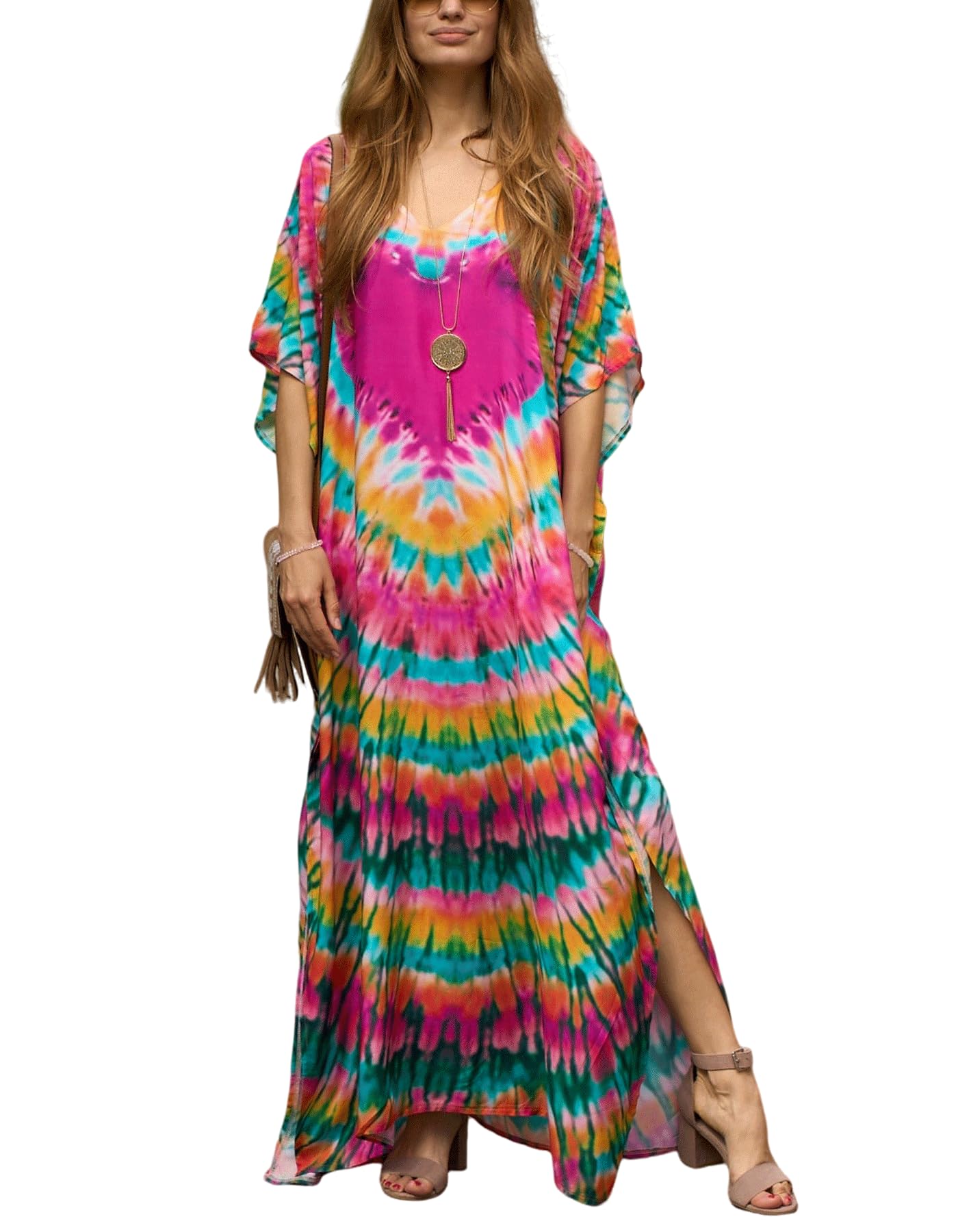 NFVNKJ Women's Plus Size Beach Lounge Kaftan Maxi Dress Swimsuit Coverup for Women