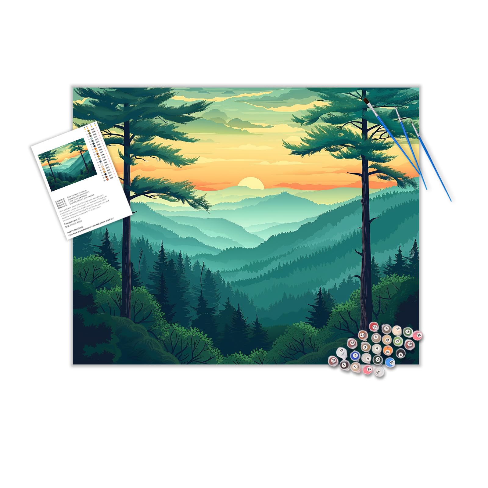 ARNLRDYA Landscape Mountains Forest Paint by Number Kits, Smoky Mountain National Park Paint by Numbers for Adults, Natural Scenery DIY Acrylic