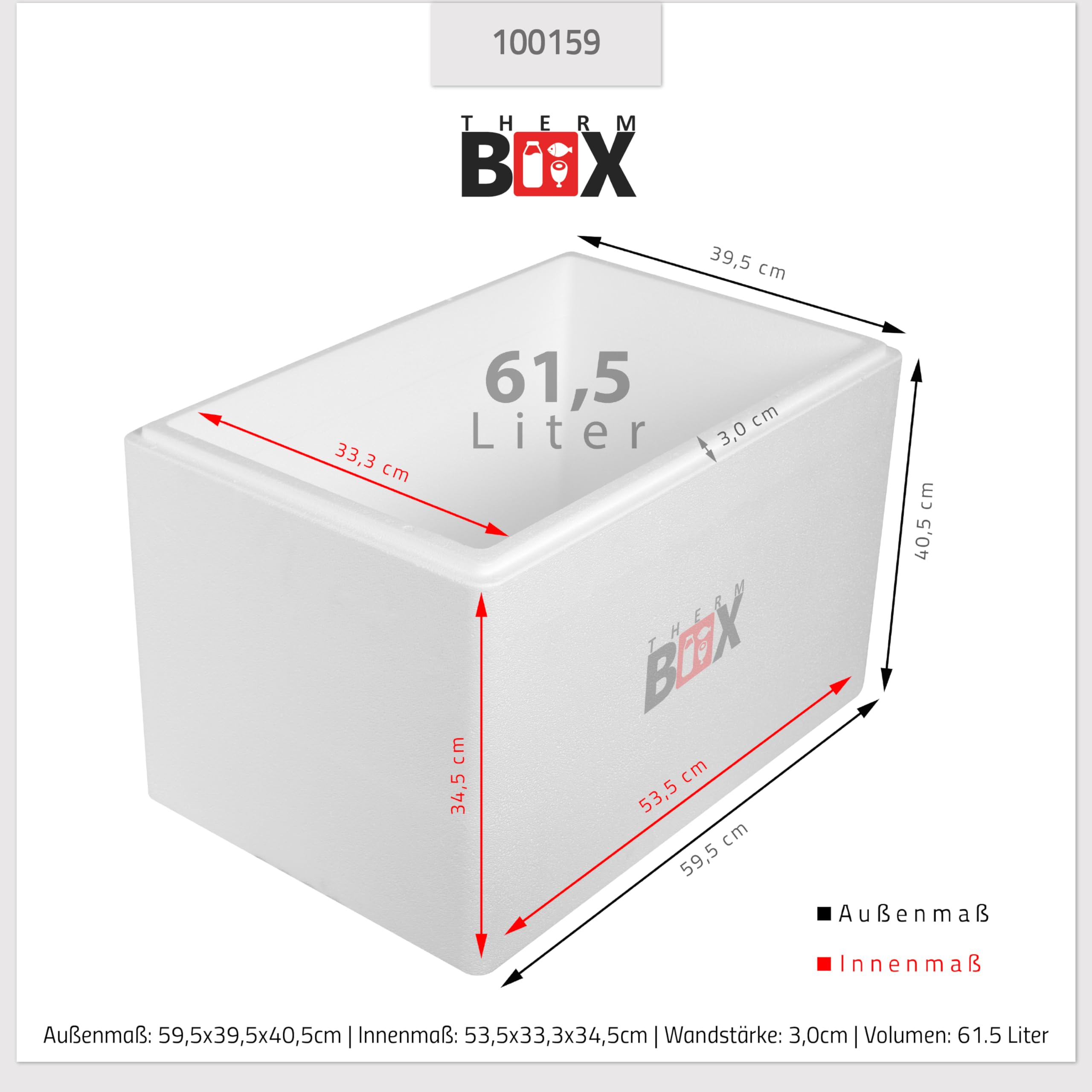 Profibox XXL: 59.5x39.5x40.0 cm, wall: 3.0 cm, v = 60.93liter