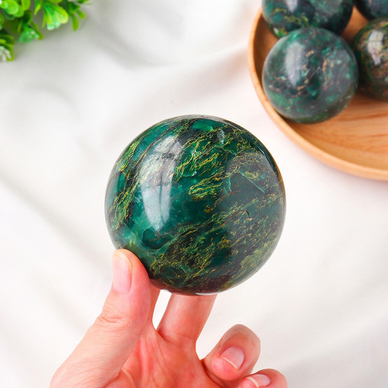Naturalna Zielona Kula Kryształowa – Kwarcowa Sfera do Uzdrawiania, Wróżenia, Medytacji i Dekoracji Domu oraz Biura – Okaz Kamienia Szlachetnego,50~55mm