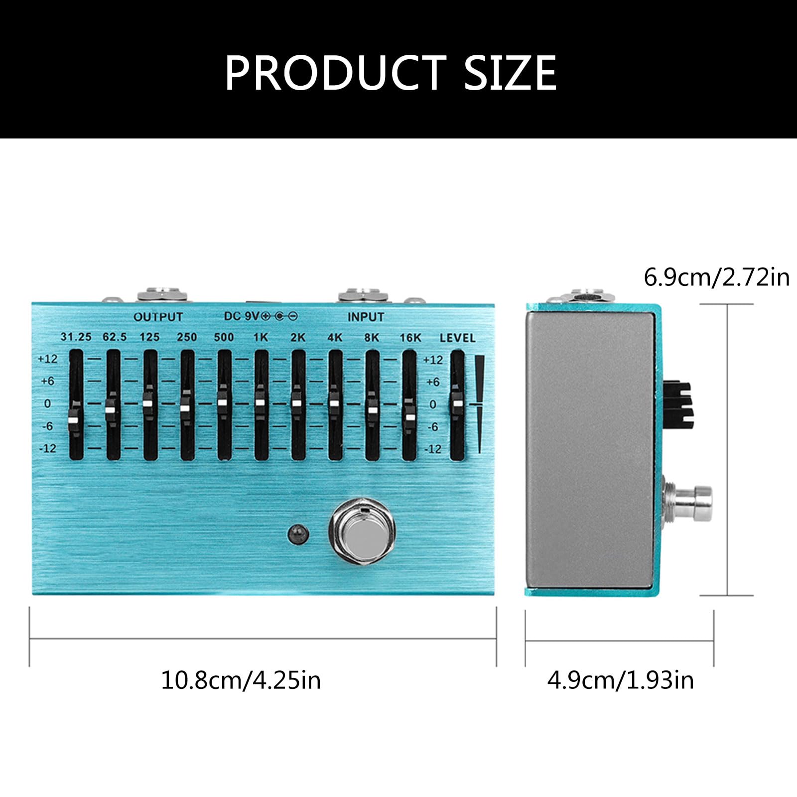 Equalizzatori a 10 bande Pedale Effetto per Chitarra Equalizzatori Portatile Dispositivo Effetti Audio Accessorio Adatto per gli appassionati di musica Regolatore di frequenza