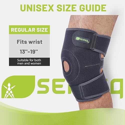 Miniatura 4 de SENTEQ Rodillera ajustable, el mejor apoyo para lesiones de rodilla, ACL, tendón de rótula y menisco, soporte de compresión atlética para correr y