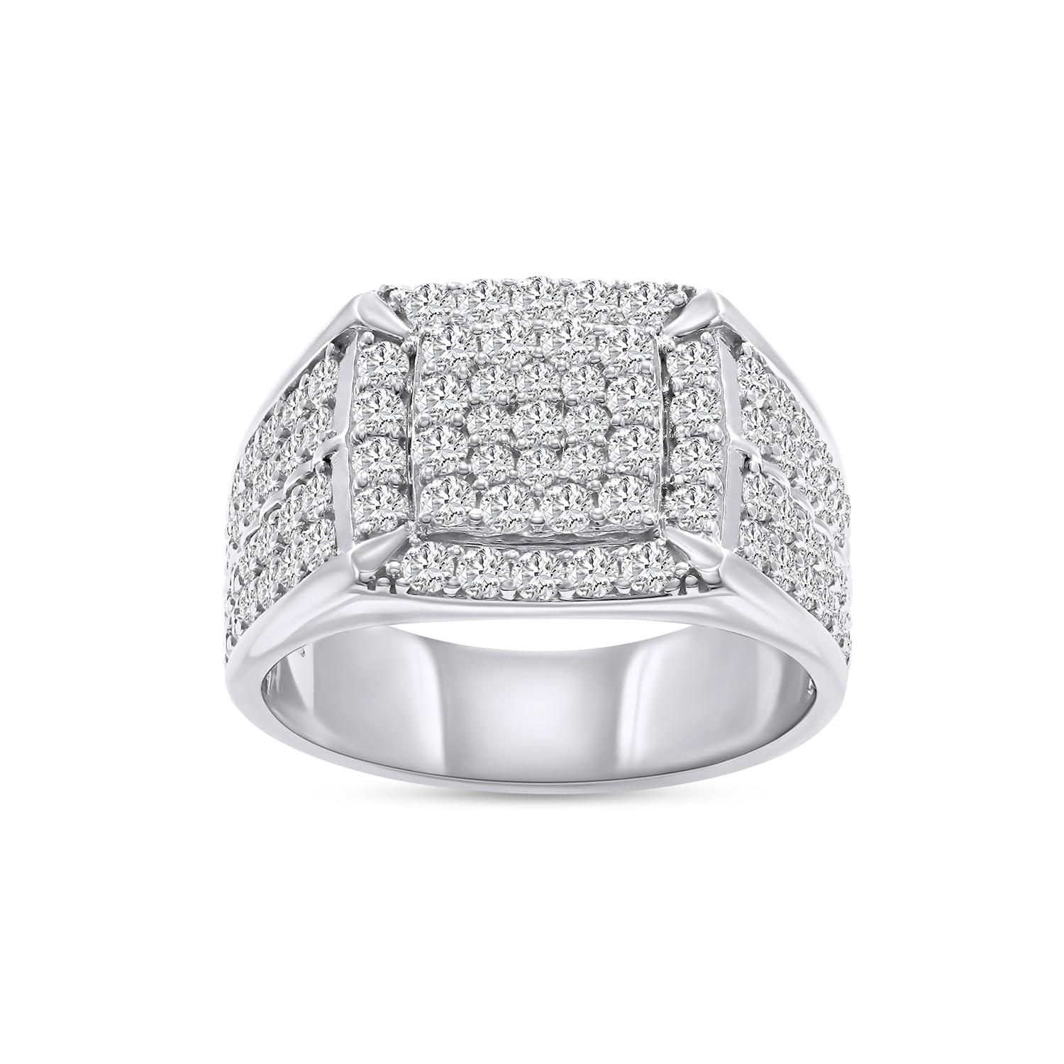 Square Frame Wedding Engagement Band Ring for Men in 2.10 Cttw