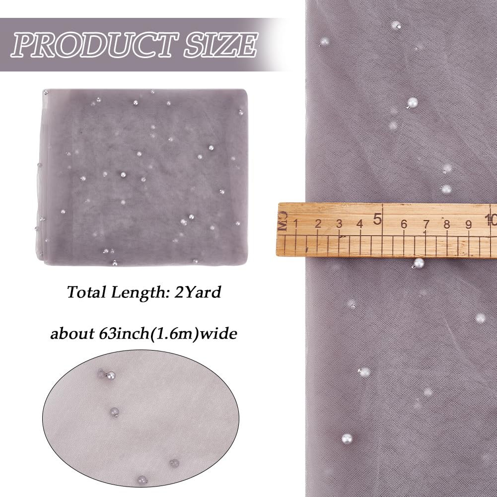 GORGECRAFT 160cm x 2 Yards Pearl Tulle Fabric Beaded Mesh Fabrics Soft Nylon Lace Net Cloth Wedding Accessories for Bridal Veil Party Dresses DIY Crafts Home Tablecloth Backdrop Arch Decor - Image 2