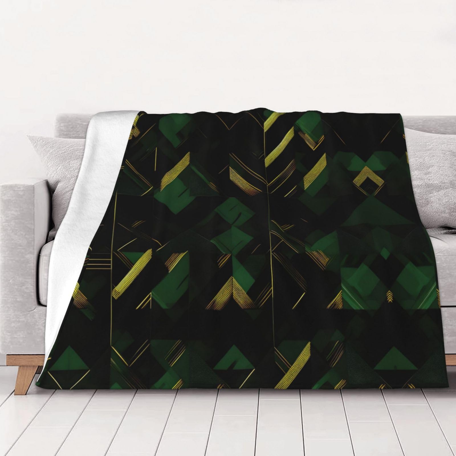 Couverture haut de gamme motif géométrique noir et doré luxe pour lit