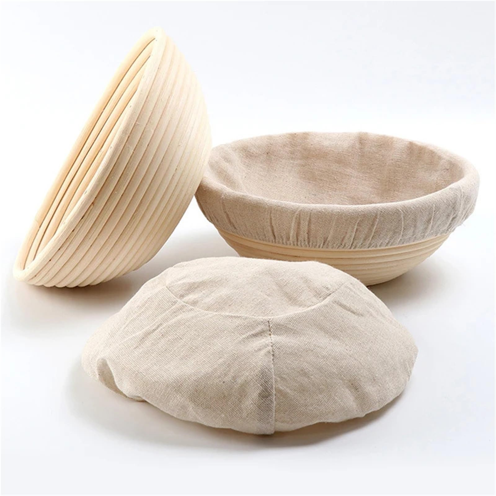 Cestino Per La Lievitazione Del Pane Cestino in rattan naturale con set di copertura in lino Cestino for la prova del pane Strumenti for la cottura a lievitazione naturale Per Cuocere Il Pane(Triangle