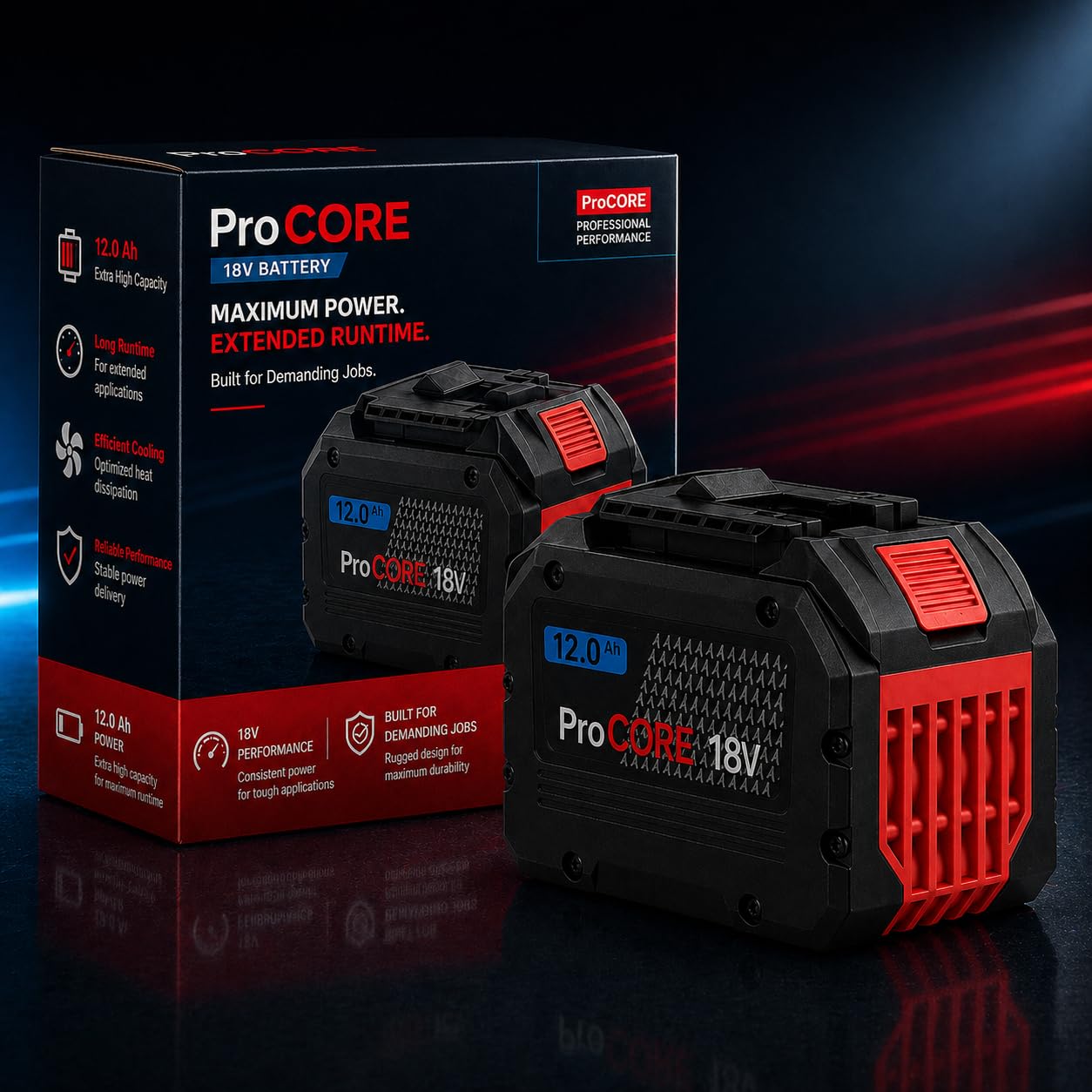 12.0Ah Akku kompatibel mit Bosch Professional 18V System – Hochleistungs Lithium-Ionen Ersatzakku – für GBA/ProCORE Geräte – Lange Laufzeit & hohe Leistung