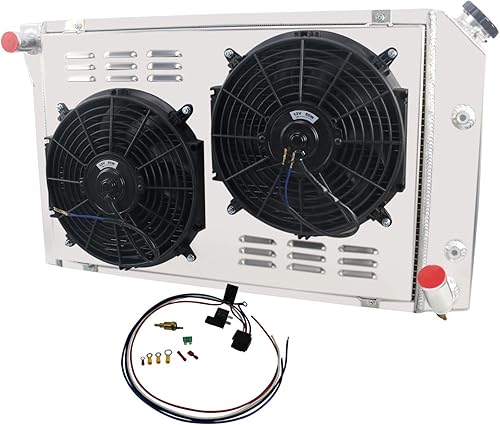 Miniatura 2 de Radiador de aluminio de 4 filas y ventilador y relé para Chevy Corvette 5.0 5.7 V8 1977-1982