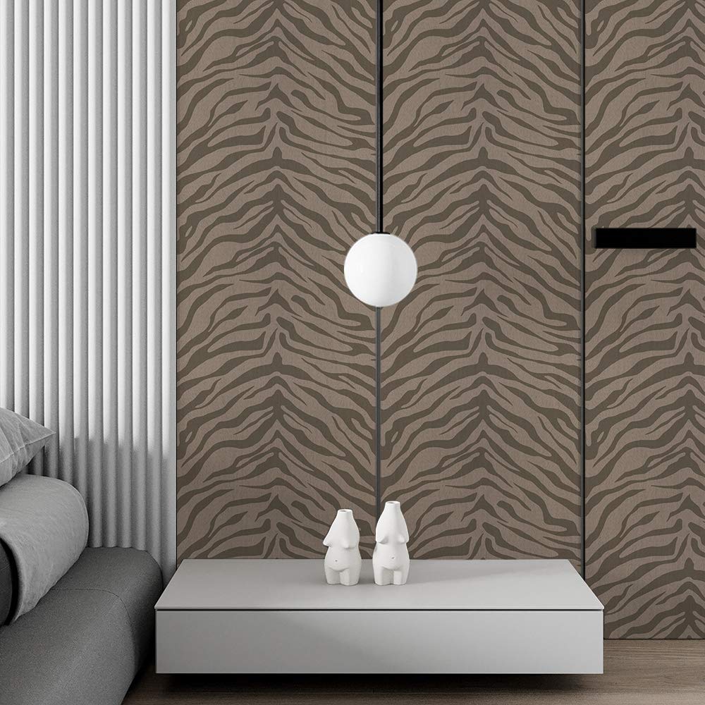 Papier peint panoramique zèbre brun pour créer une ambiance jungle dans le salon