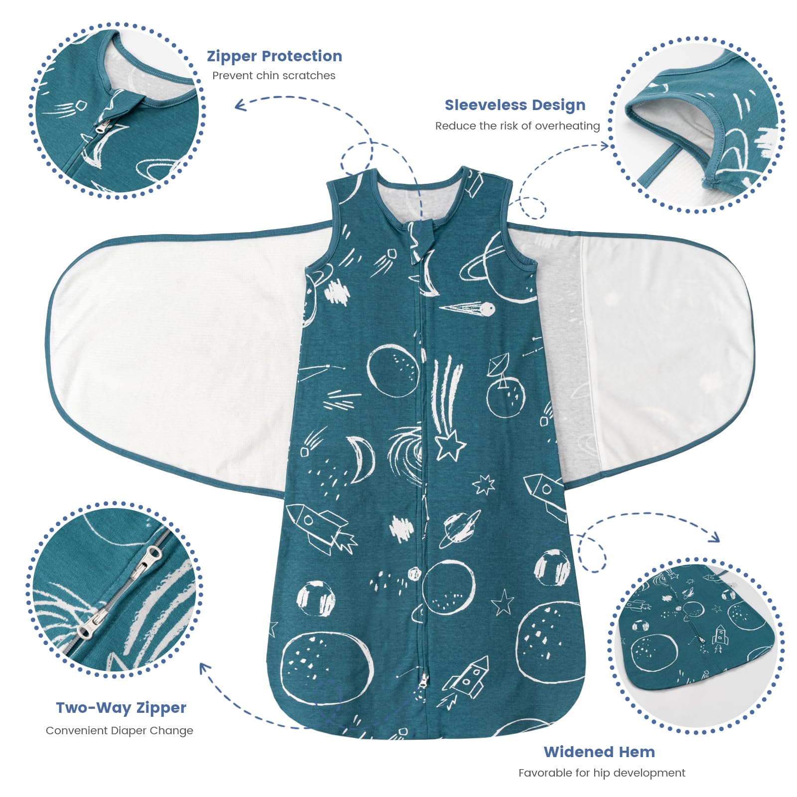 ZIGJOY Newborn Sleeping Bag Swaddle Wrap 1.0 TOG Baby Swaddle Sleeping Bag 100% Cotton Baby Wearable Blanket for New born Infant Boy Girl Grows 0-6 Months - Image 2