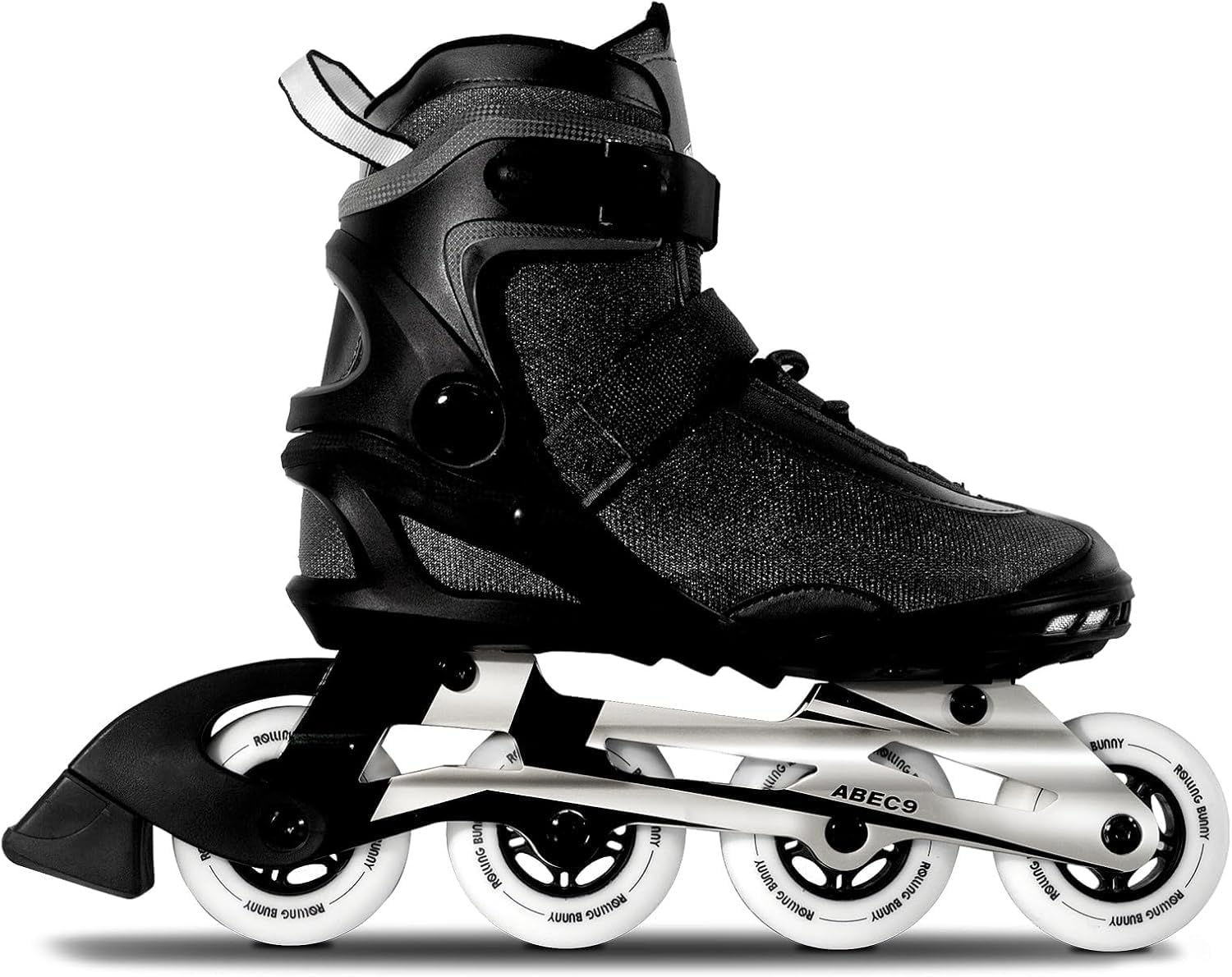 Inline Skates PRO for Adult Women - ABEC-9 Bearing with Breathable Lining for Male Female, Optional Brake, Size W 6-9, Black