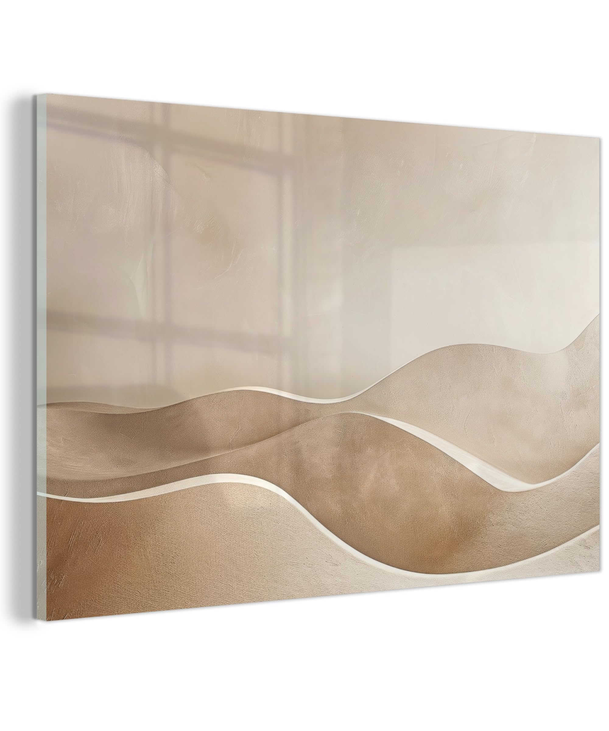 MuchoWow© Quadri Moderni Soggiorno 120x80 cm Poster Da Parete Decorazione Muro Salotto Immagine Grande Foto Con Cornice Stampe Su Vetro Camera Letto Beige - Colline - Modello