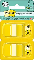 Post-it, 3M, Marcador de Página Adesivo, Flags Amarelo, 25,4mm x 43,2mm, 100 folhas