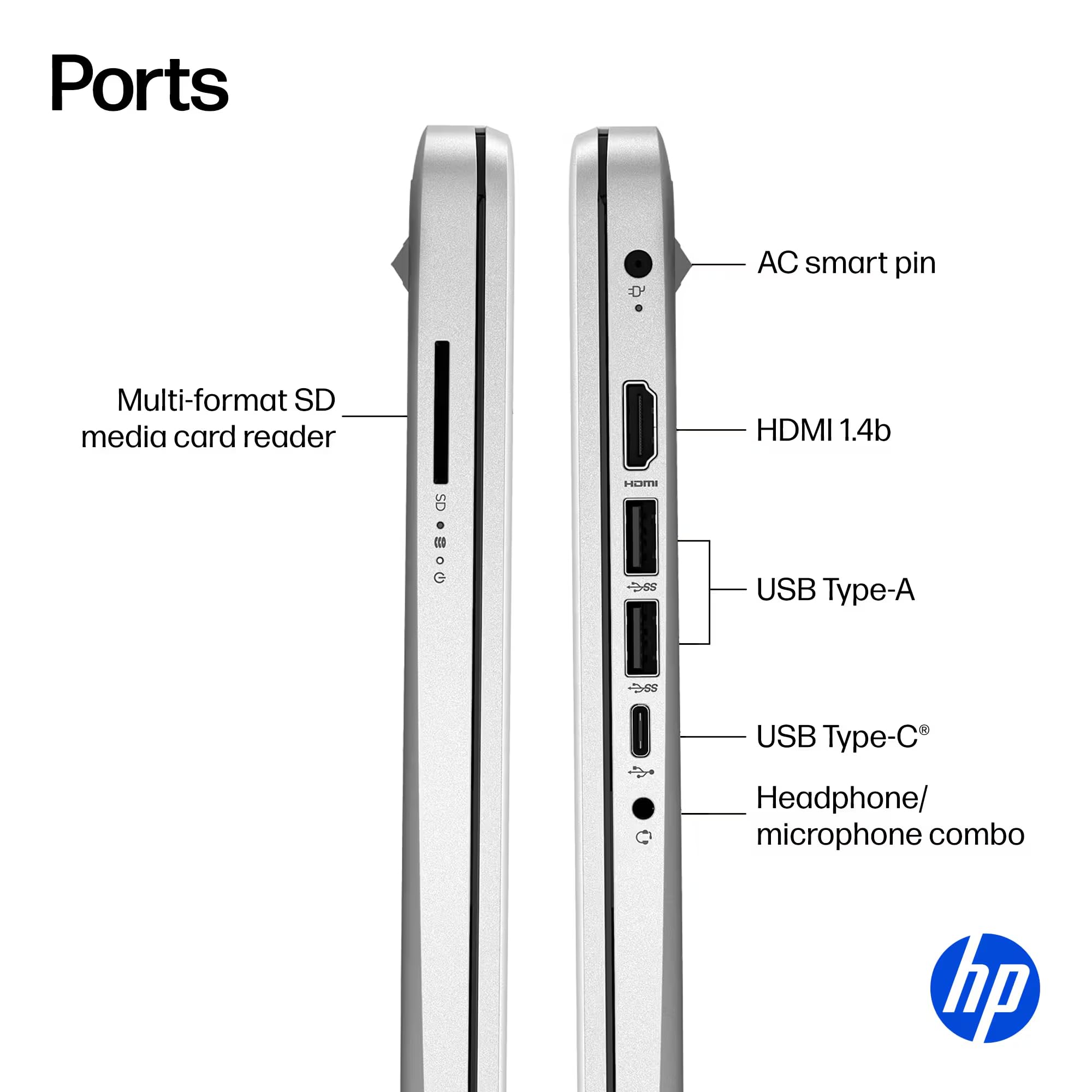HP 14” Ultra Light Thin Laptop Computer 2026 Premium, MS Office, Copilot AI, 4-Core Intel CPU, 4GB DDR5 RAM, 628GB Storage (128GB UFS+500GB Ext), Long Battery, MarxsolAccessory, Win 11 Pro, Silver — view 8