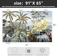 Vista 4 de Papel tapiz de tela de hoja de palma botánica tropical para sala de estar, dormitorio, baño, planta de selva tropical, mural de pared de selva