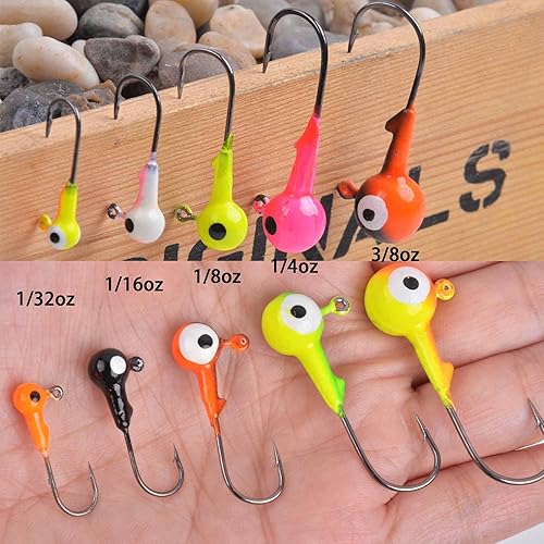 Miniatura 7 de Cabezas de señuelo de pesca, 3060 piezas de colores surtidos, cabeza de bola redonda, anzuelos de pesca duraderos para lubina, trucha, agua salada,