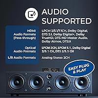 Vista 6 de OREI 4K 60Hz 18G HDMI 2.0 Audio Converter Extractor - SPDIF + 3.5mm Output - HDCP 2.2 - Dolby Digital/DTS Passthrough CEC, HDR, Dolby Vision, HDR10