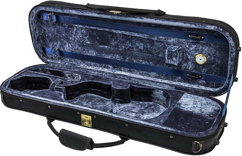 SKY 4/4 Full Size Violin Oblong Case Lightweight with Hygrometer Black/Deep Blue