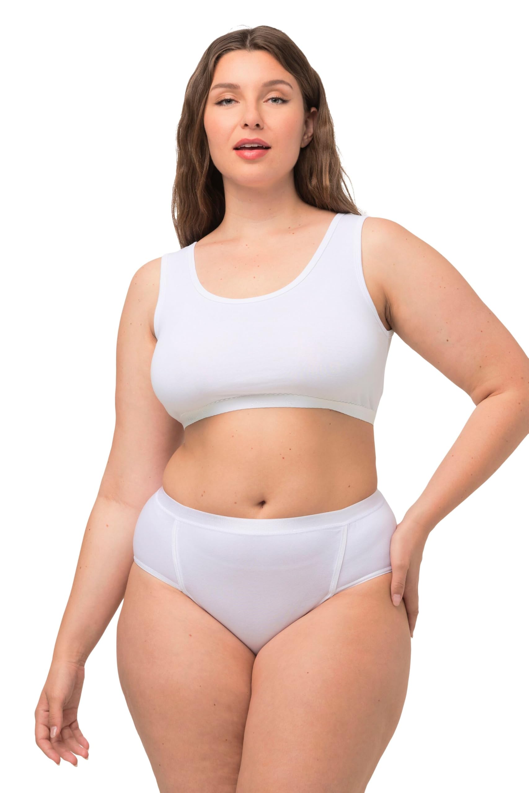 Ulla Popken Bustier, Schlupfform, einfarbig T-Shirt Bra, Snow White
