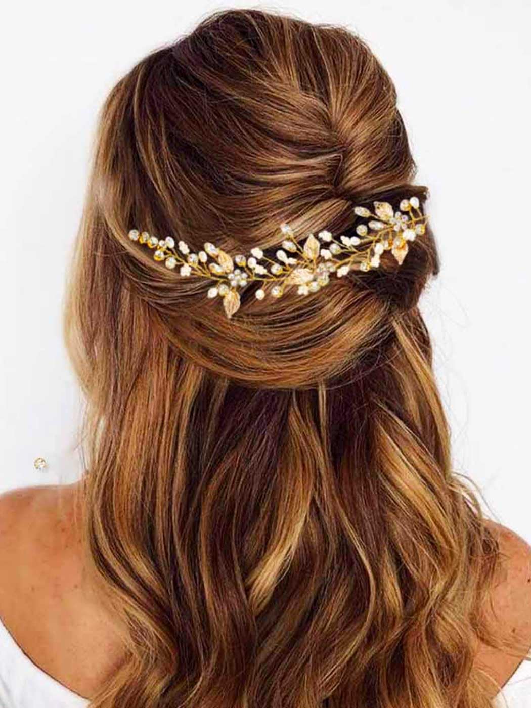 Amazon.com : Gorais Crystal Bride Wedding Hair Combs Gold Leaf